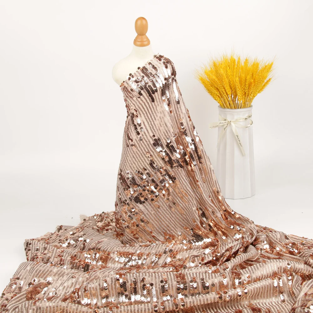 Free Samples Lace 3mm+5mmSequins Embroidery Tulle Floral Embroidered Net Fabric Wholesale Sequin Lace Fabric