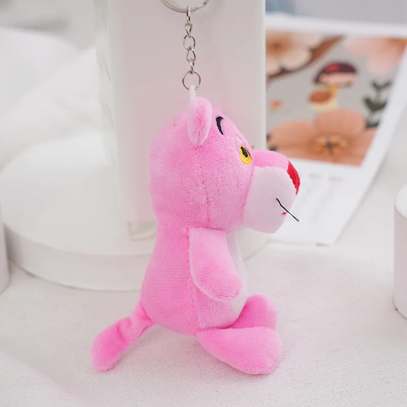 S664 Pink Panther plush pendant Naughty Panther plush keychain action figure plush toy mini stuffed doll pendant