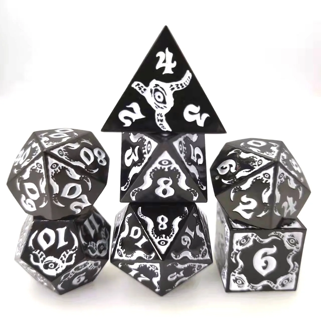 Dnd & Rpg Mtg оптовая продажа кубических игральных Кубков аксессуары для настольных игр Набор многогранных металлических с номерами