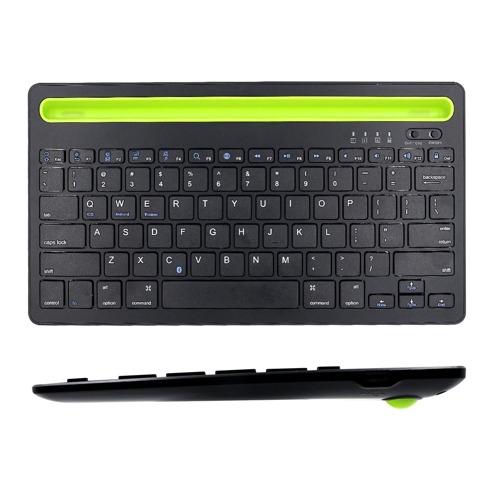 Ultra-thin BT Wireless Keyboard For Smart Mobile Tablet Laptop Rechargeable Keypad Universal Keyboard Built-in Stand Slot