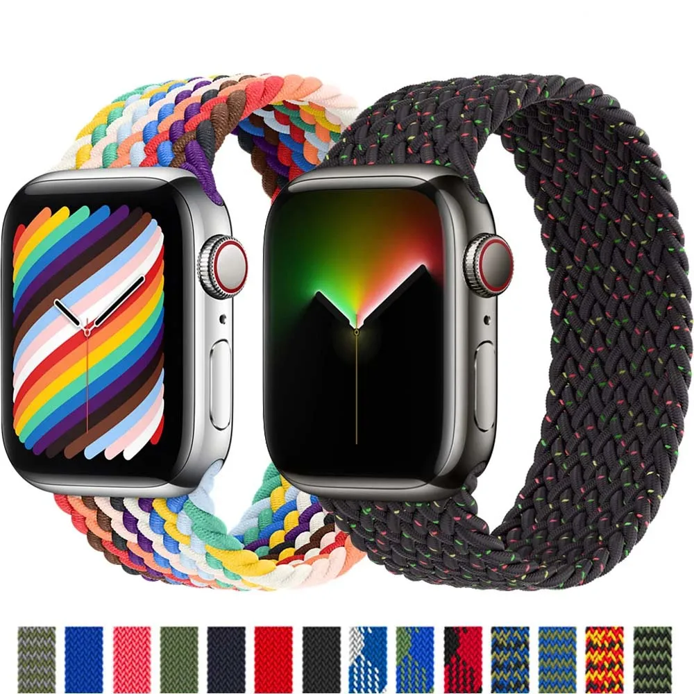 1:1 offical braided loop For Apple Watch band 45mm 41mm 44mm 40mm 42mm 38mm Nylon Bracelet iWatch serie 3 4 5 SE 6 7 Strap