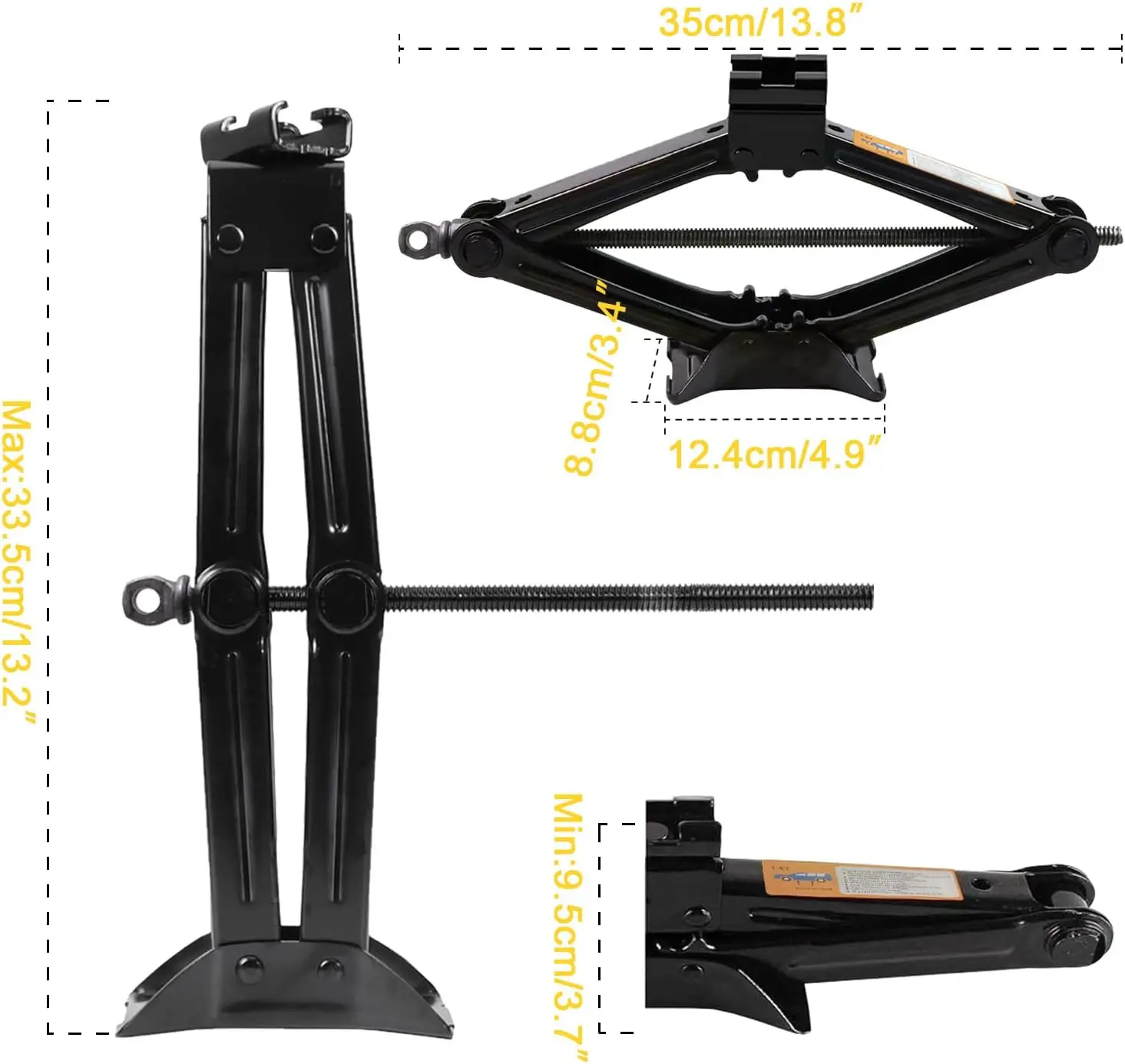 Peaktop  1T Car Jack - Scissor Jack