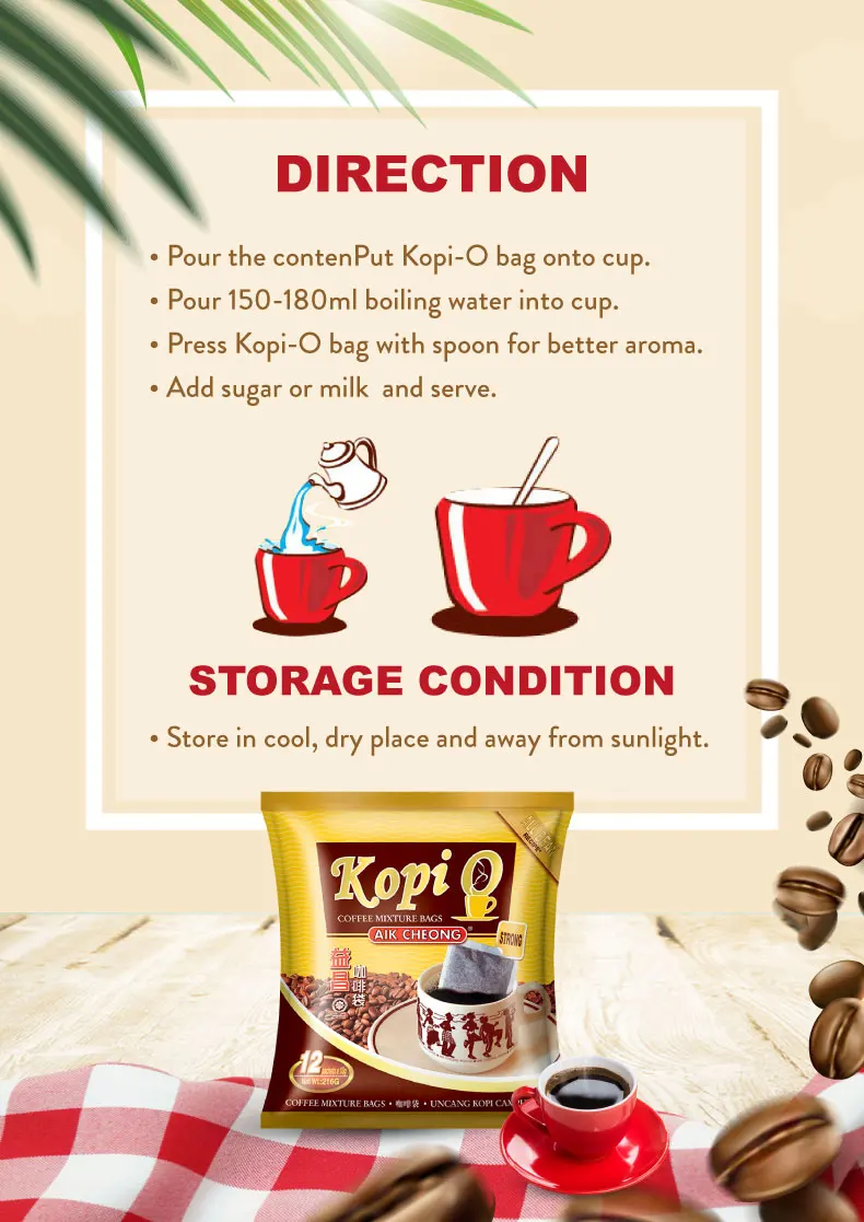 Hot Selling Instant Coffee Aik Cheong Kopi-O Strong