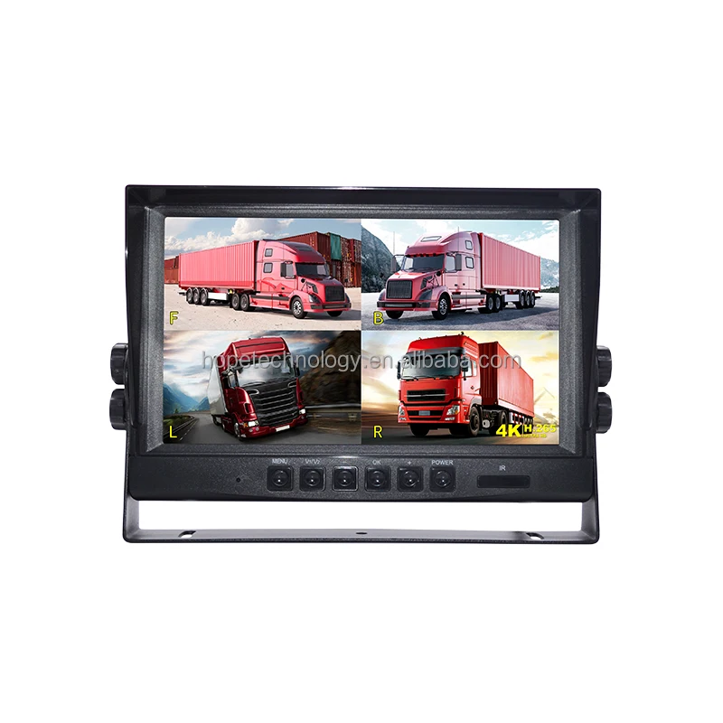 Truck 9 inch display quad split digital video car 120 degree camera rear view reverse waterpof  car monitor system