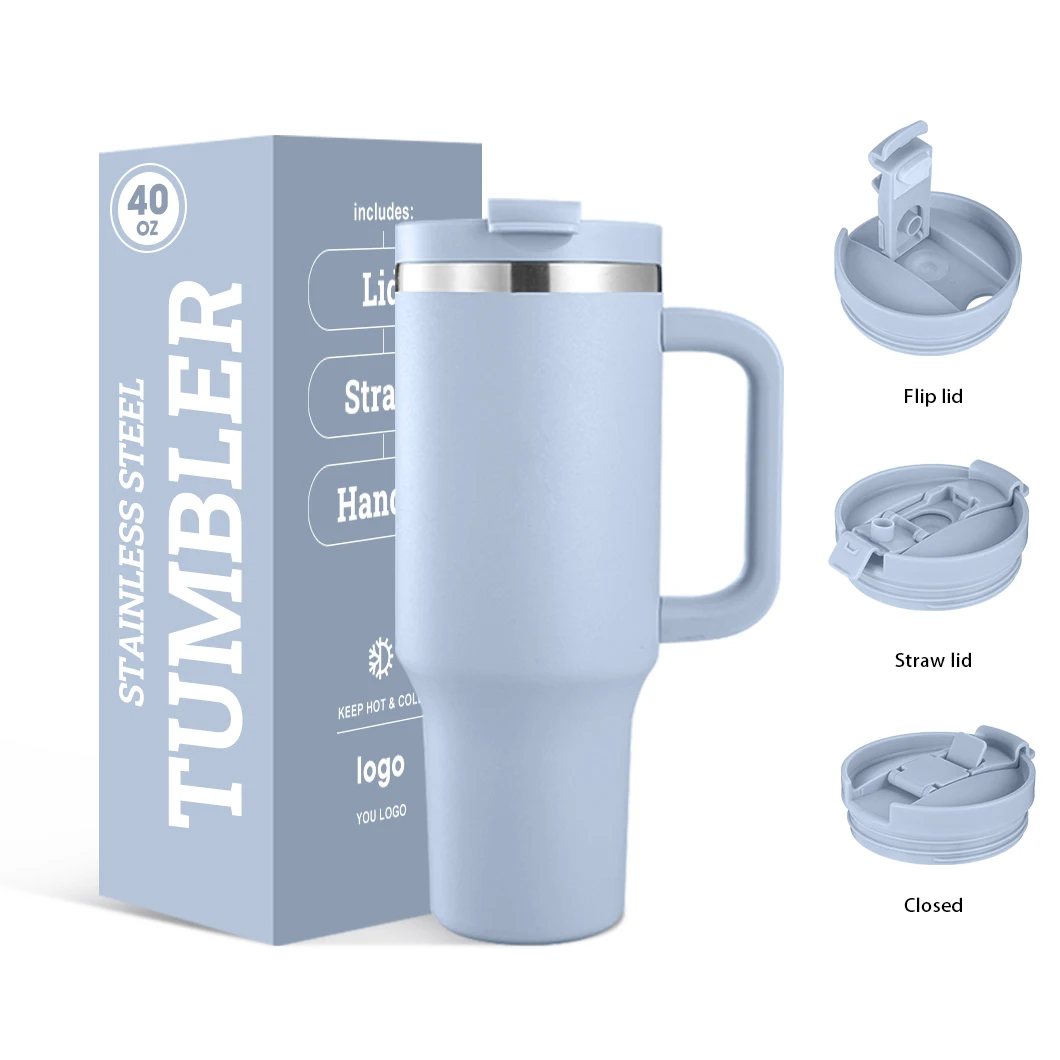 30oz 40oz 50oz Stainless Steel Tumbler Travel Tumbler Vacuum Insulated Tumbler Cup with Handle Straw Lid