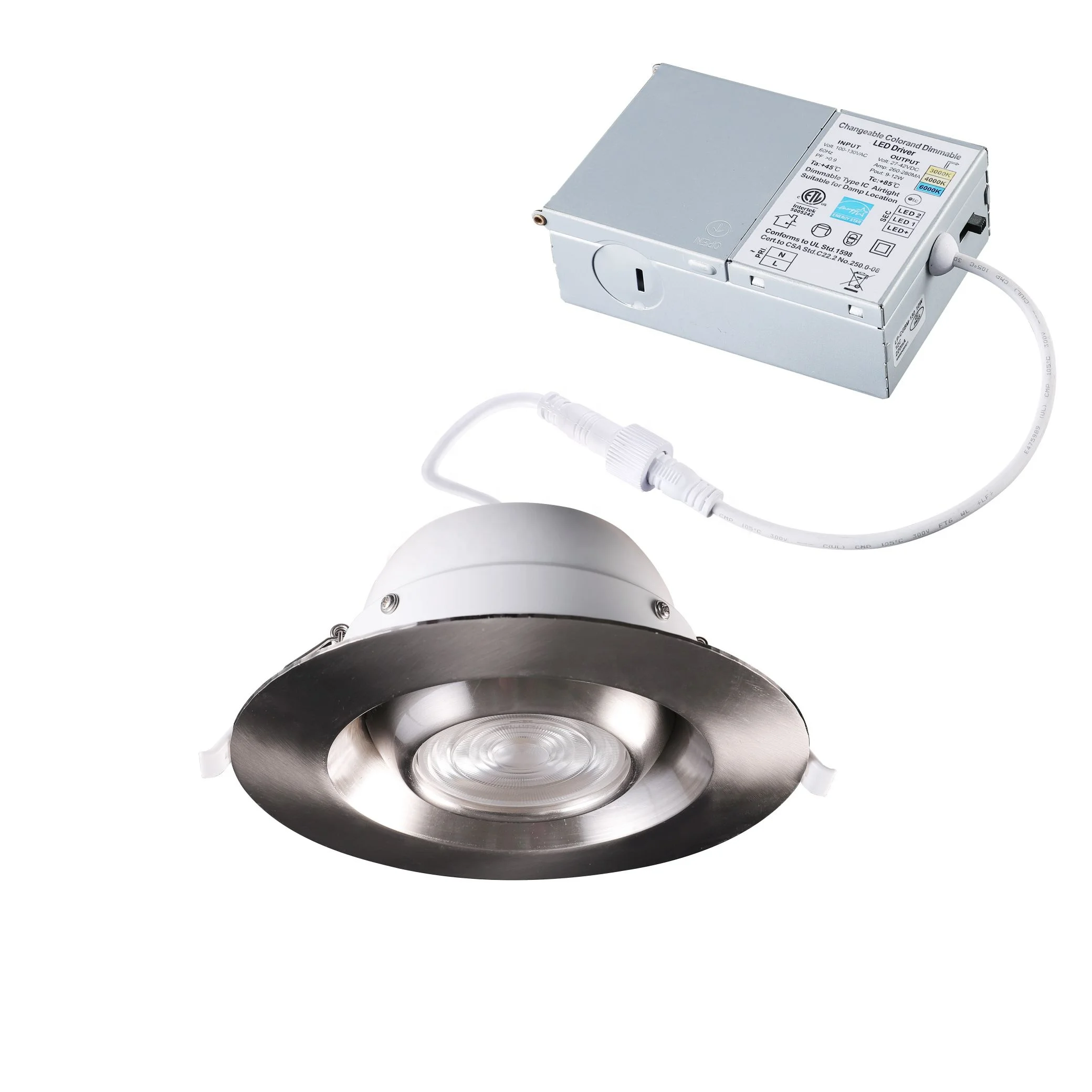 Excellent Product ETL ES FCC 3inch Gimbal COB LED Recessed Downlight Eyeball Damp Location 3CCT DIP Switch 3000K 4000K 5000K