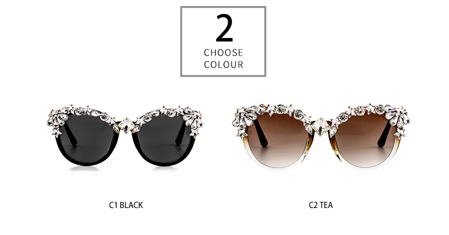 
Wholesale New Fashion Women Rhinestone Decorative Cat Eye Sunglasses Female Vintage Mirror Sunglasses for girls 100% UV400 