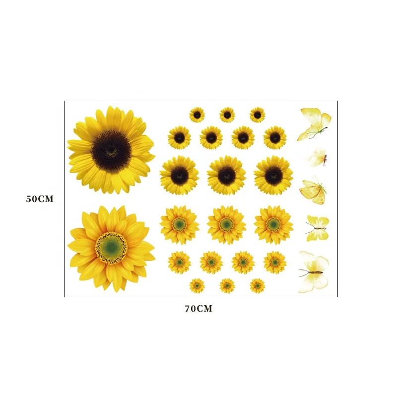spring lovely sunflower pvc wall decor vinyl sticker custom wall decal