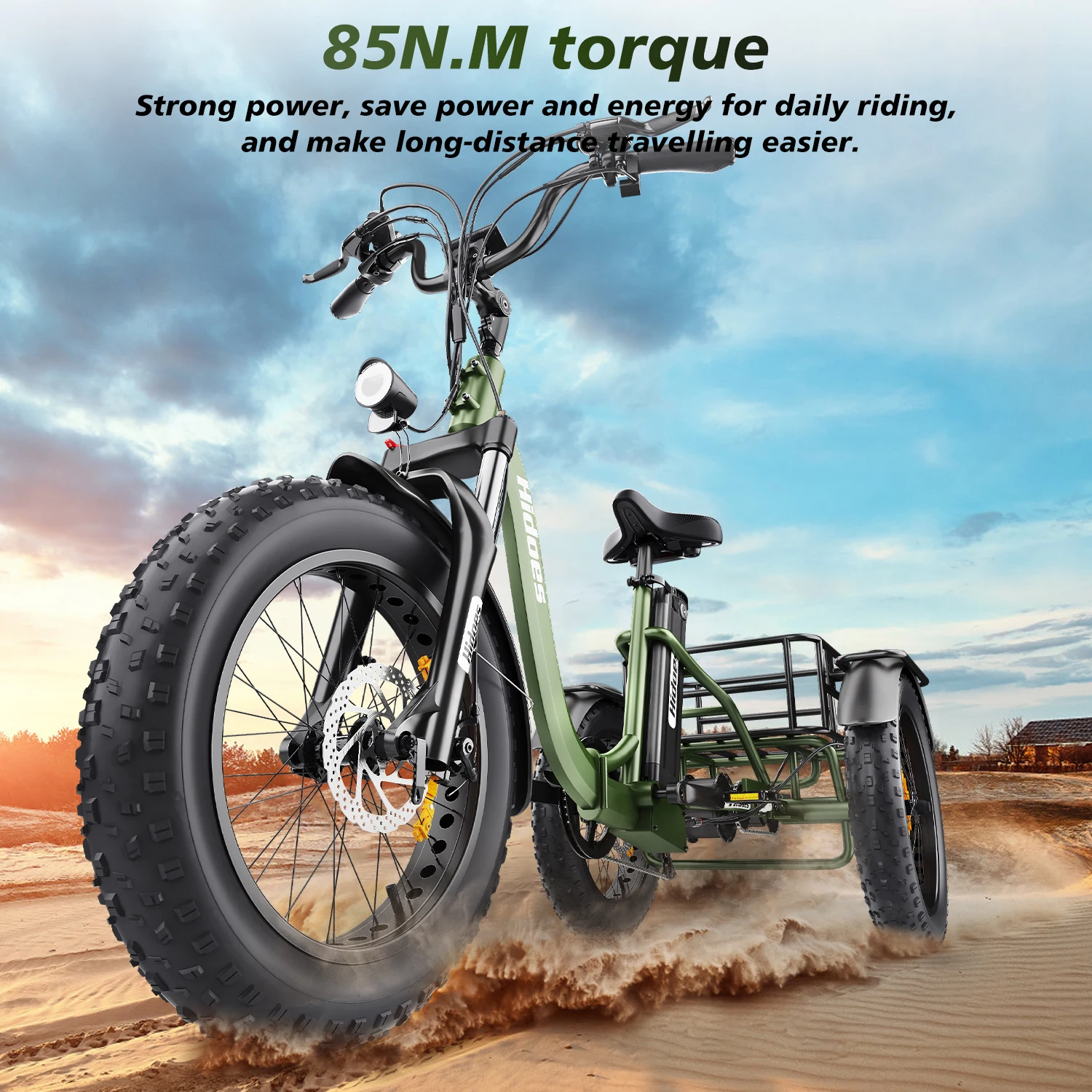 Central Motor Hidoes ET1 48v 750w 20ah Removable Big Battery Fat Tire Electric Tricycle/Cargo Bike