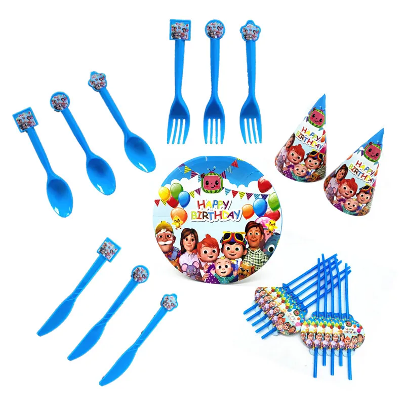 Лидер продаж, Cocomelon, товары для дня рождения, одноразовая посуда, тарелка, чашка, медная скатерть для торта