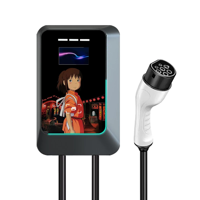 Home Garden Wall-Mounted 7kW 32A EV Charger Customizable Enclosure ODM/OEM Service with Japanese Cartoon Designs