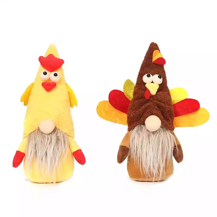 Partycool 2022 Hot Sell Cute Fun Gift Turkey Plush Gnomes For Home Farmhouse Kitchen Harvest Festival Thanksgiving Table Decors