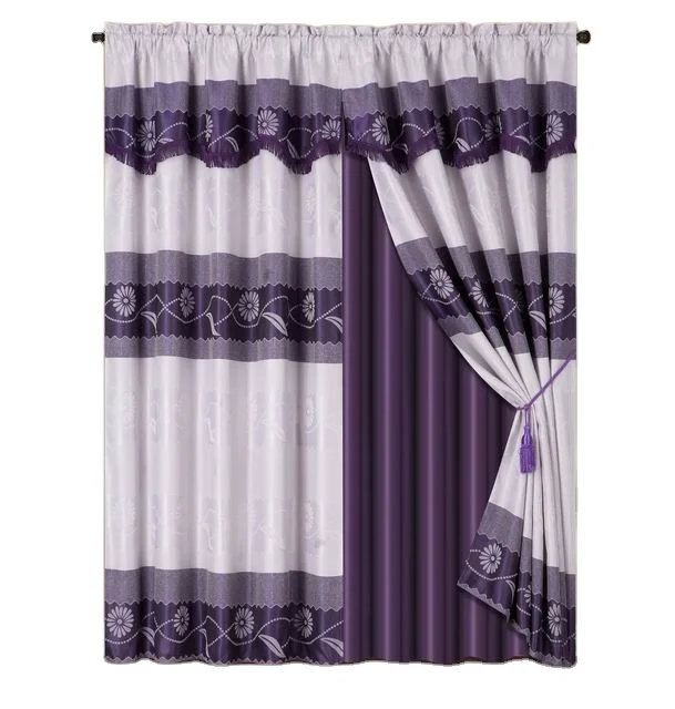 wholesale cheap luxury metallic jacquard rod valance window curtain for living room
