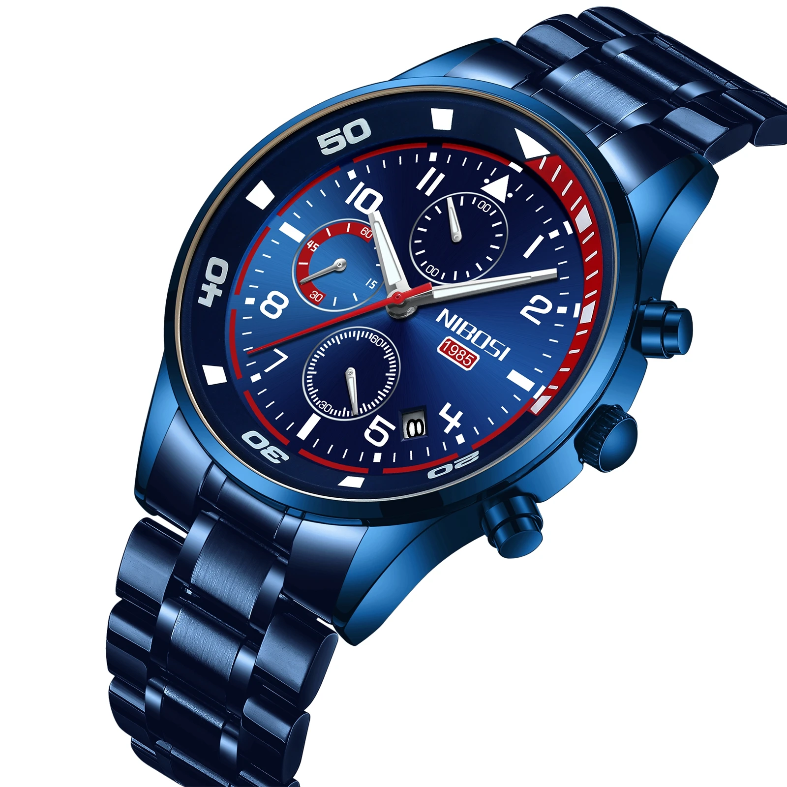 Blue Face Stainless Steel High Quality Chronograph Watch