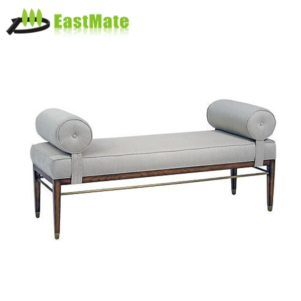 Factory direct Wooden Frame bench with bolster pillows bed end stools