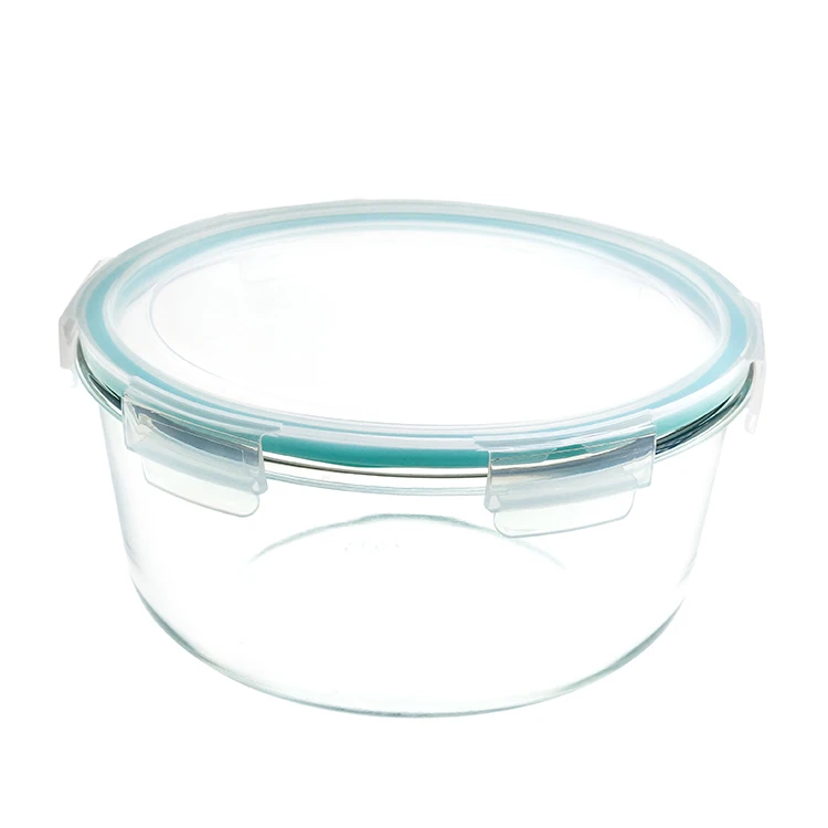 
High Quality Lunch Box Cookware Airtight Round Borosilicate Glass Food Storage 