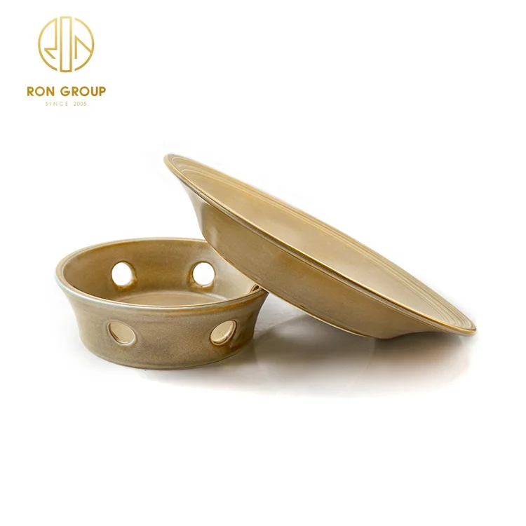 Cheap Catering Hotel Soup Ceramic Bowl and Food Warm Stove Porcelain Dishes Plates Set Restaurant