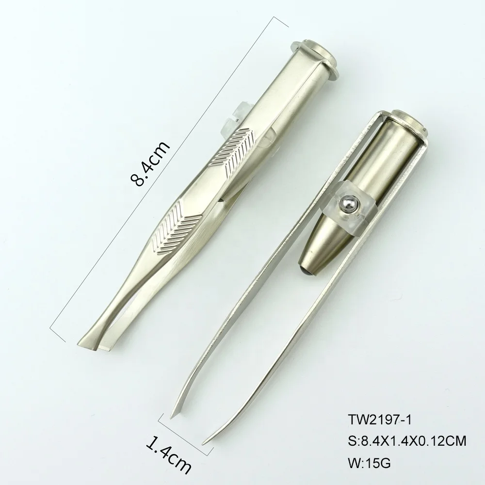Professional multi portable LED eyebrow tweezers plastic with magnifying