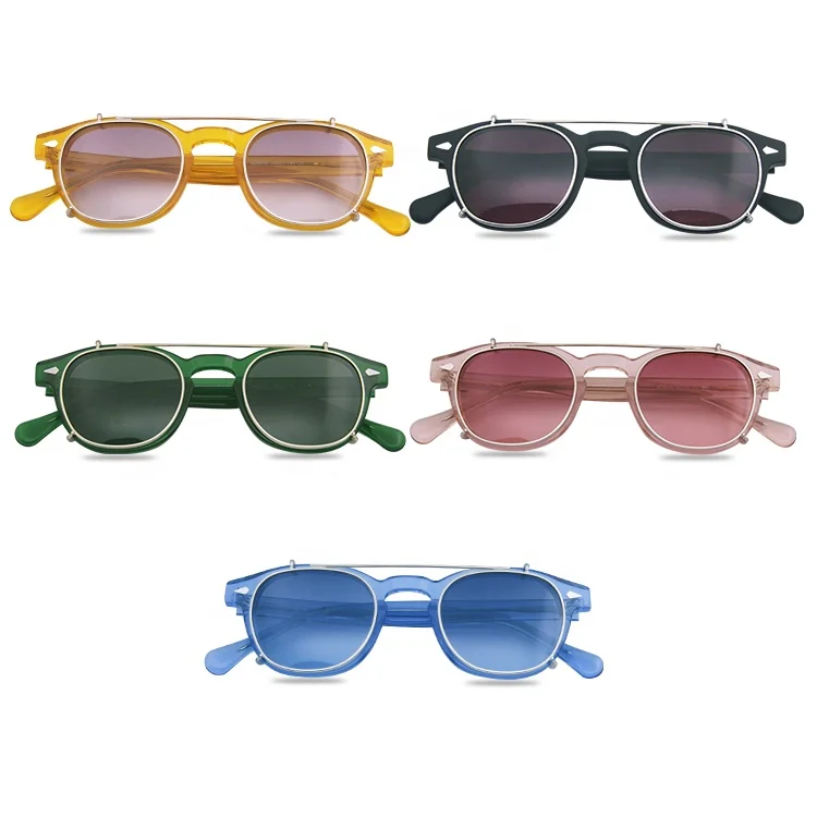 Wholesale Acetate Eyewear Clip On Popular Spectacle Frames With Clip On Round Optical Frame