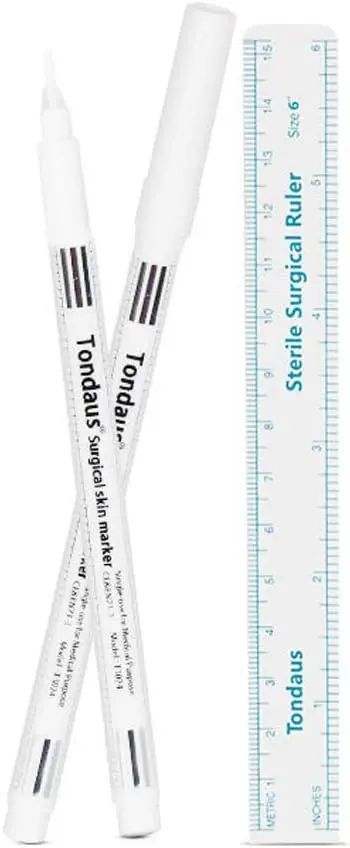 Microblading Marker Pen with Paper Ruler Skin Marker Eyebrow Permanent Makeup Position Mark Tools Markers Pen for Eyebrow Skin