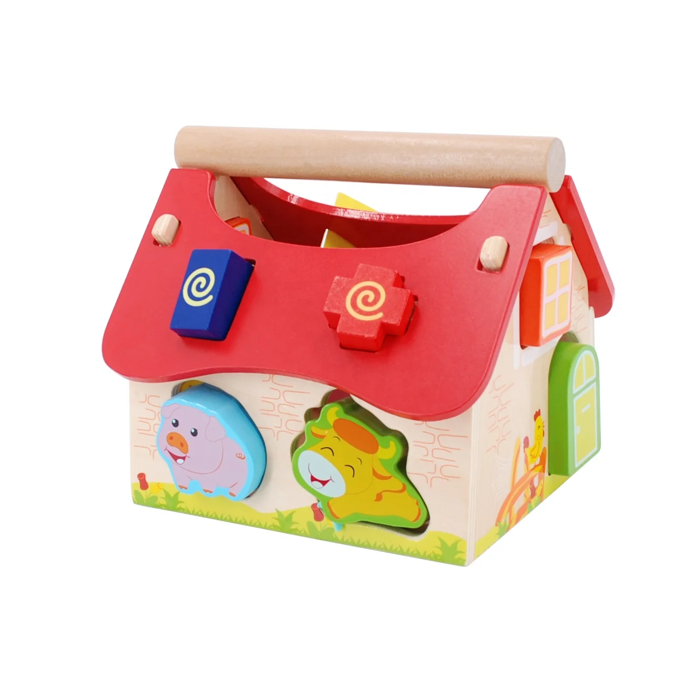 Kids Toys Multifunctional Educational Toys Farm House Geometric Shape Sorter Toy with Animals