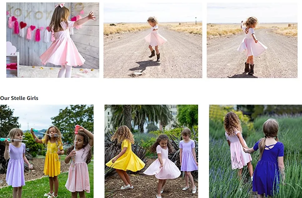 Custom Clothing Summer Elastic Cotton Twirly Skater Dress Outfit Casual Wear Twirl Dresses For Girls