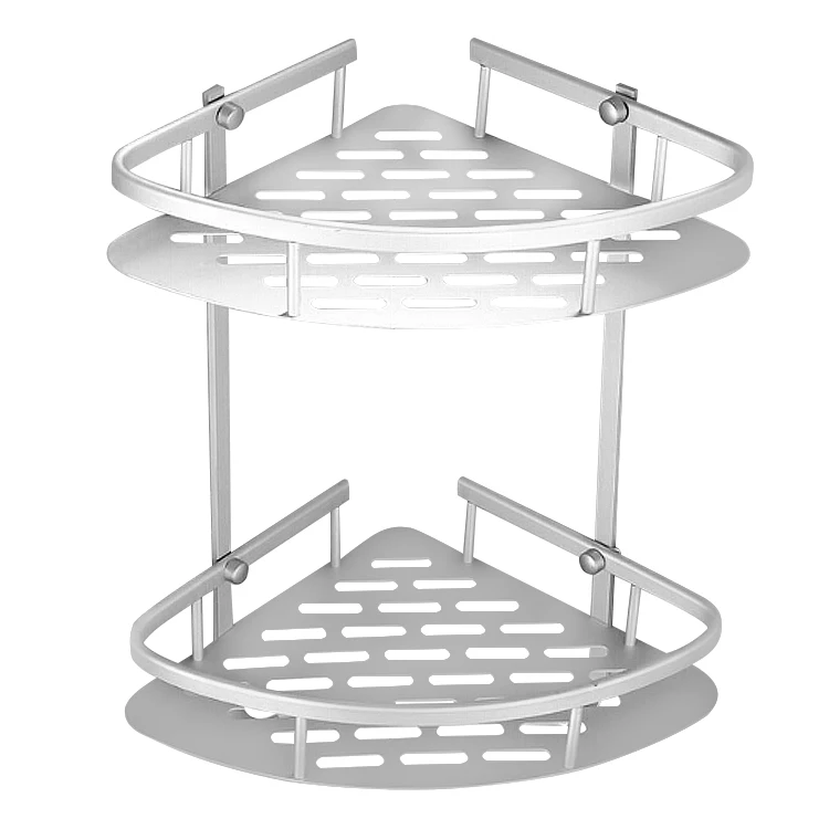 Antique Bathroom Space Aluminum Corner Shower Caddy Shelves Stacking faucetdouble Baskets Collapsible laundry accessories holder