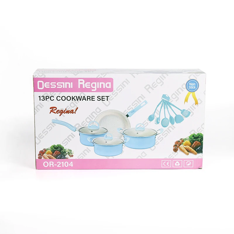 Household color non-stick soup pot + frying pan + milk pot + stew pot 13-piece cookware set