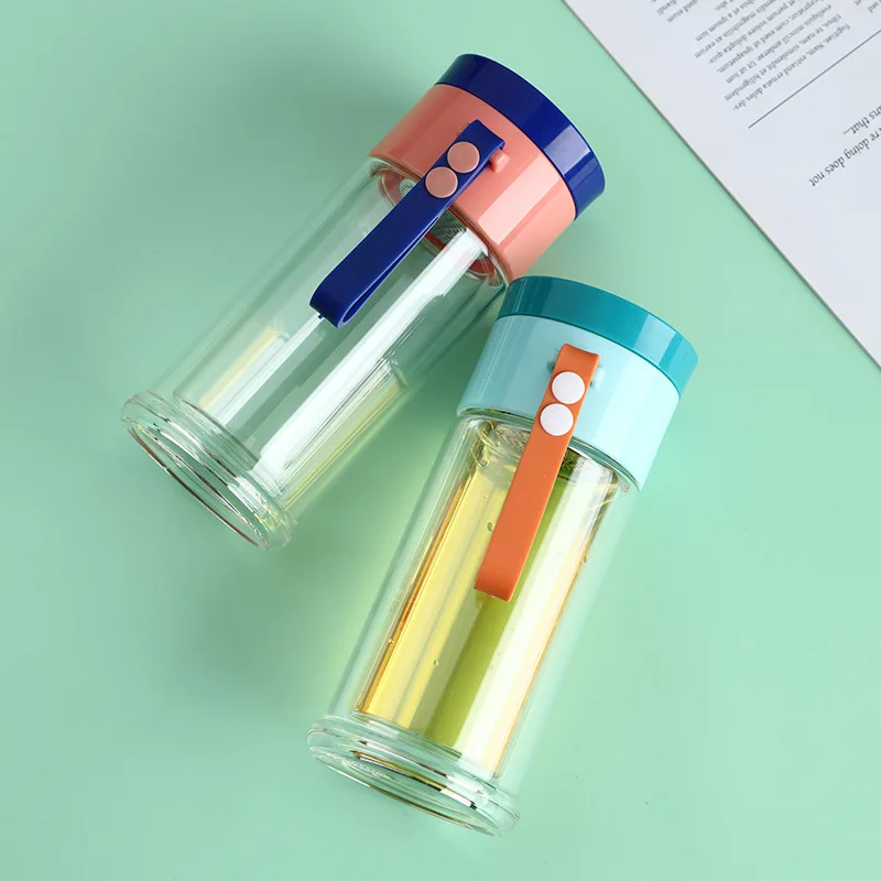 Double Wall Eco-friendly Borosilicate Glass Tea Filter Tumbler Borosilicate Glass Drinking Water Bottle