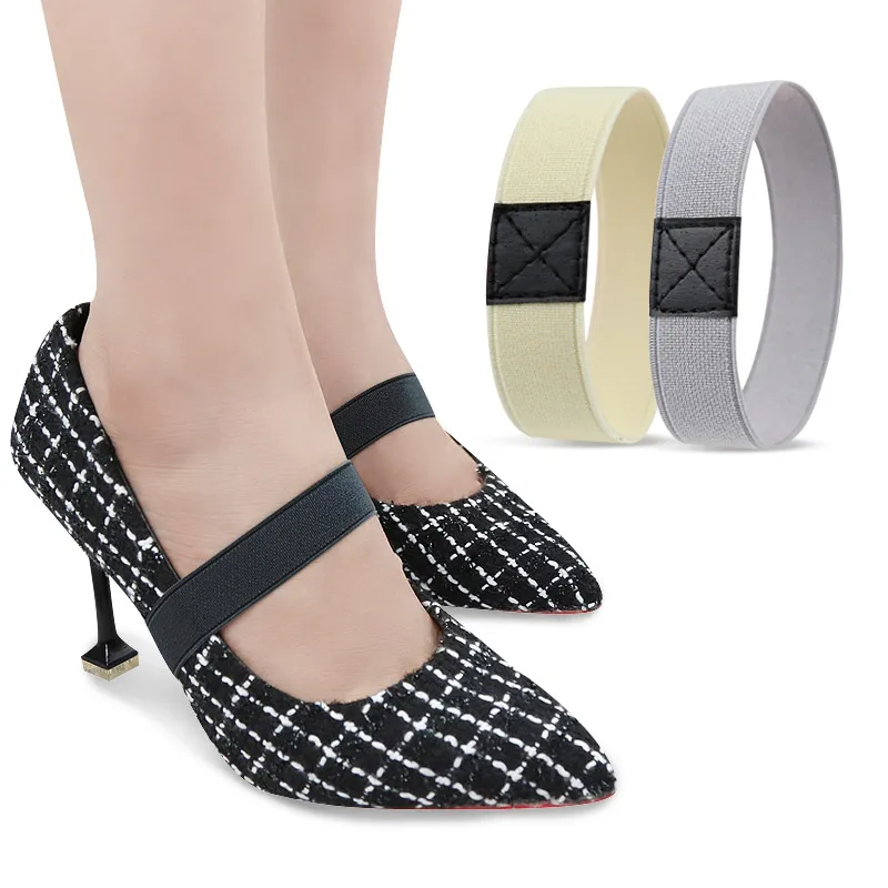 Anti Slip Shoe Straps Elastic band Shoe Laces Stretchy Flexible PU Leather Lady High Heeled Shoe Bungee Shoelaces