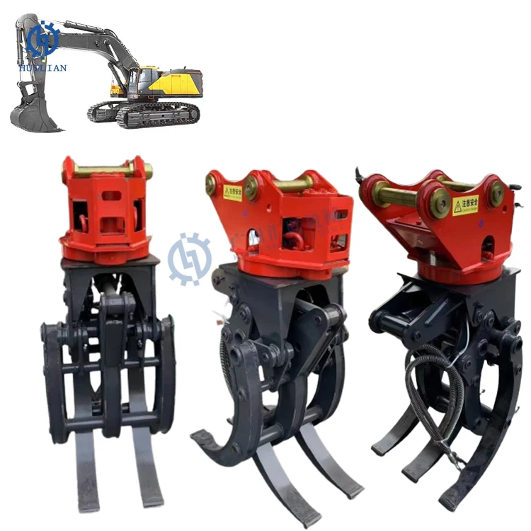 Automatic Forest Timber Hydraulic Wooden Log Cutting Wood Saw Stone Grapple For Excavators Rotating Forestry Tree Wood Cutter