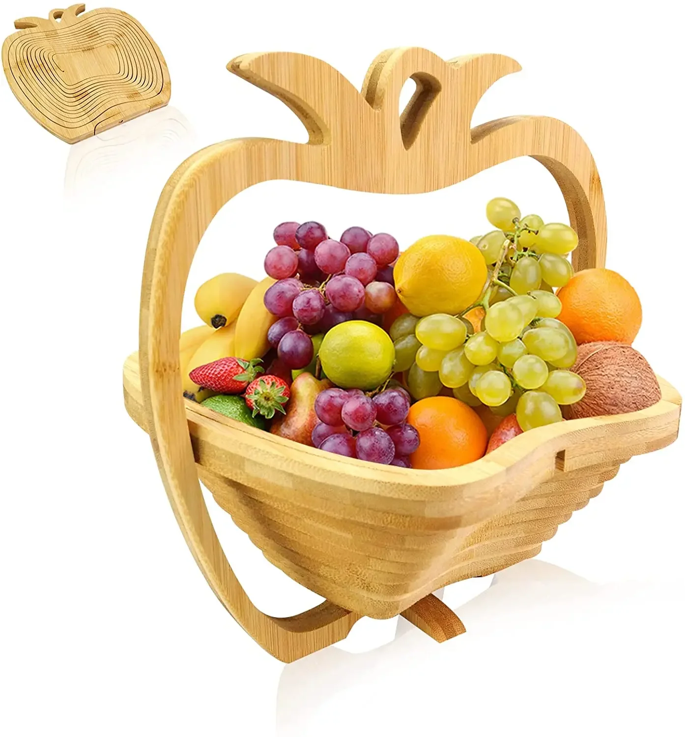 Складная деревянная корзина для фруктов