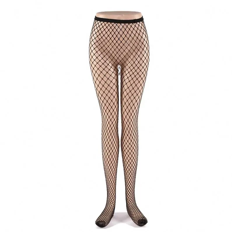 Womens High Waist Patterned Fishnet Tights Suspenders Pantyhose Thigh High Black Stockings