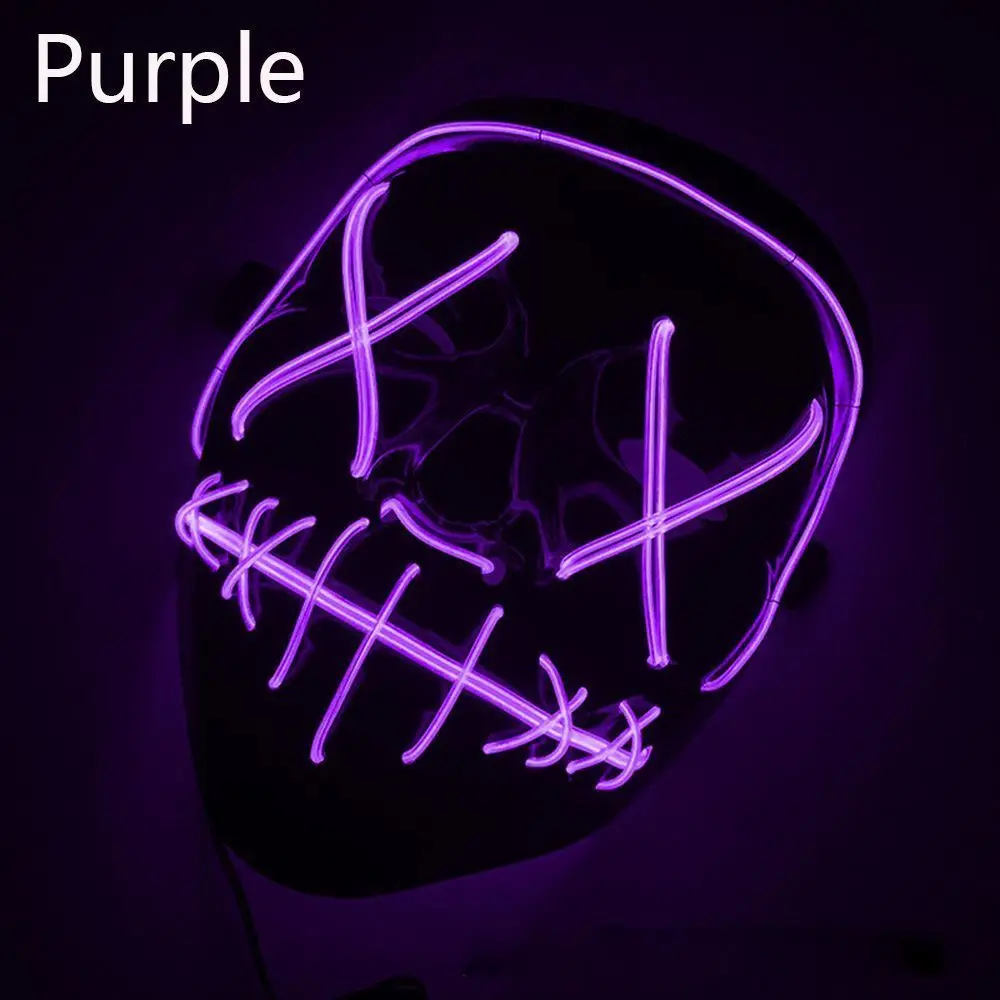 Custom Party Plastic El Wire Mask Flashing Neon LED Purge Mask For Halloween