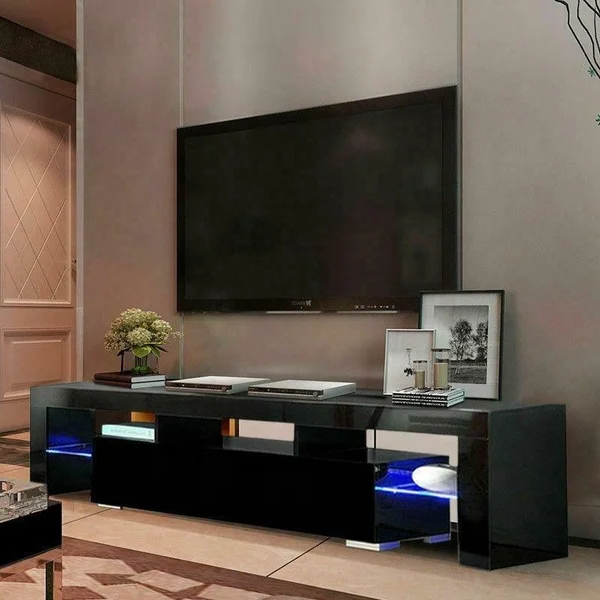 Modern Glass TV Stands Home Furniture Rattan Cabinet Luxury Storage Floor Cabinet Living Room Sets