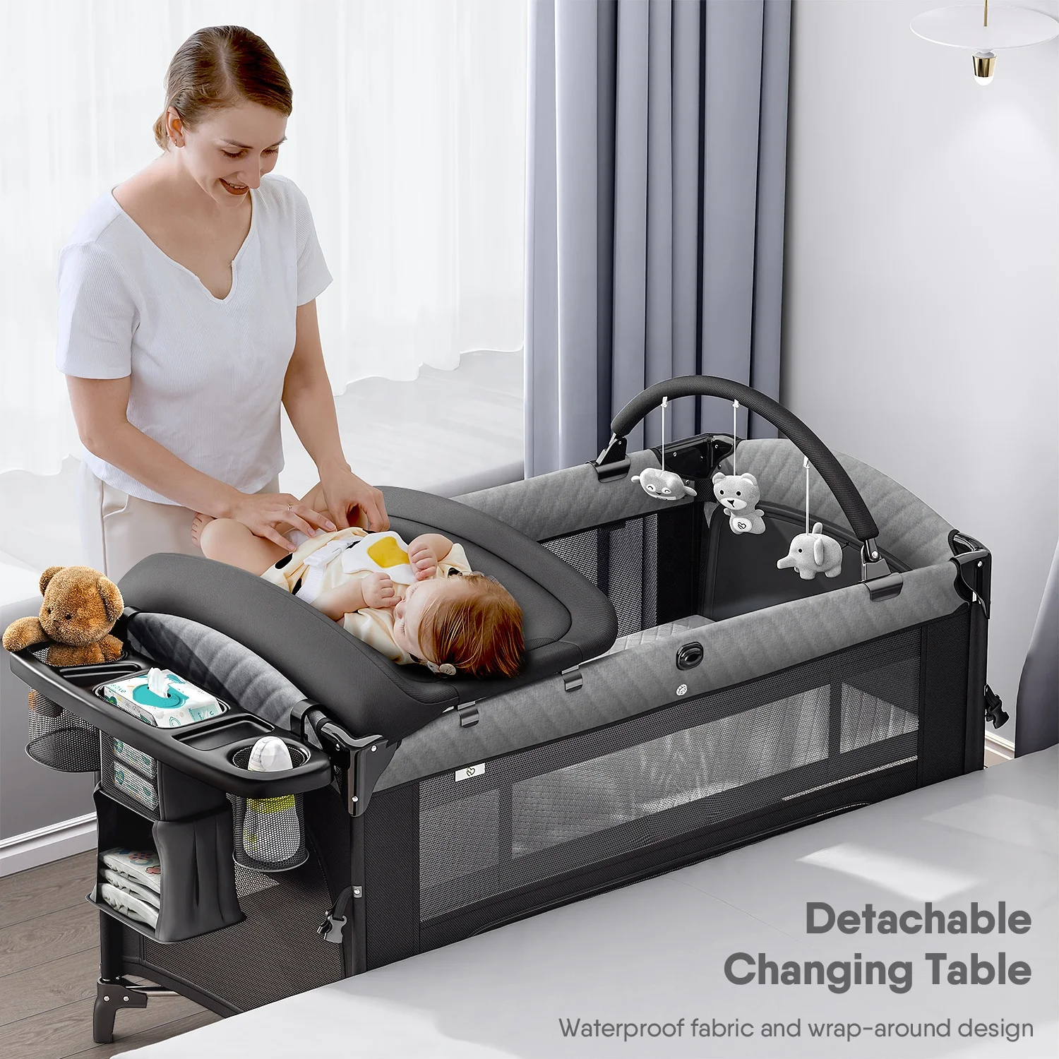 2024 Multi-functional baby play bed with mosquito net removable travel bed Cheap high quality luxury cribs in stock for 0-3years