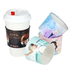 Eco-friendly Korea Popular Thick Cardboard Paper Coffee Custom Air Holder Cup Sleeve Kpop