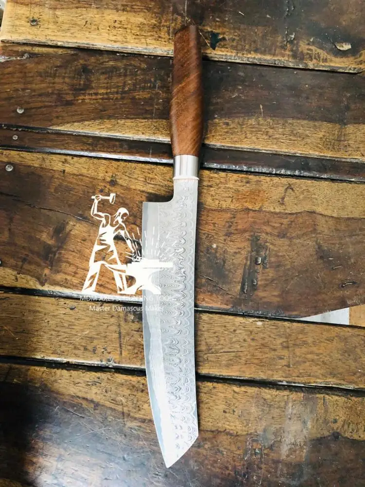 Handmade Damascus steel Santoku Knife, Kitchen knife, Utility Knife, Real sharp cutting surface unique New style Knife