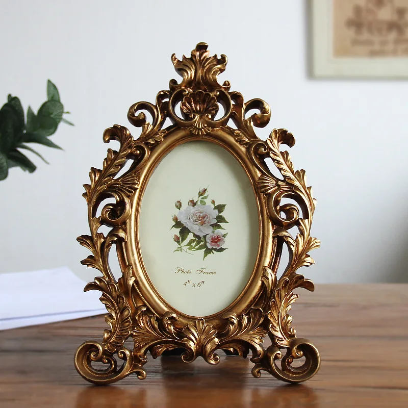 JD0069 2022 New arrival European Antique Retro Oval Resin Home Furnishing Table Creative Wholesale Photo Frame