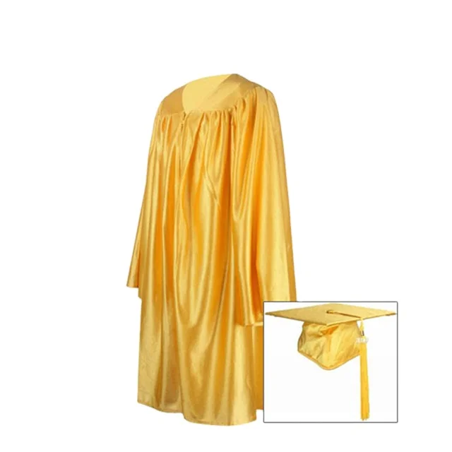 2024 New Design Primary Kid Shiny Gold Graduation Gown and Cap