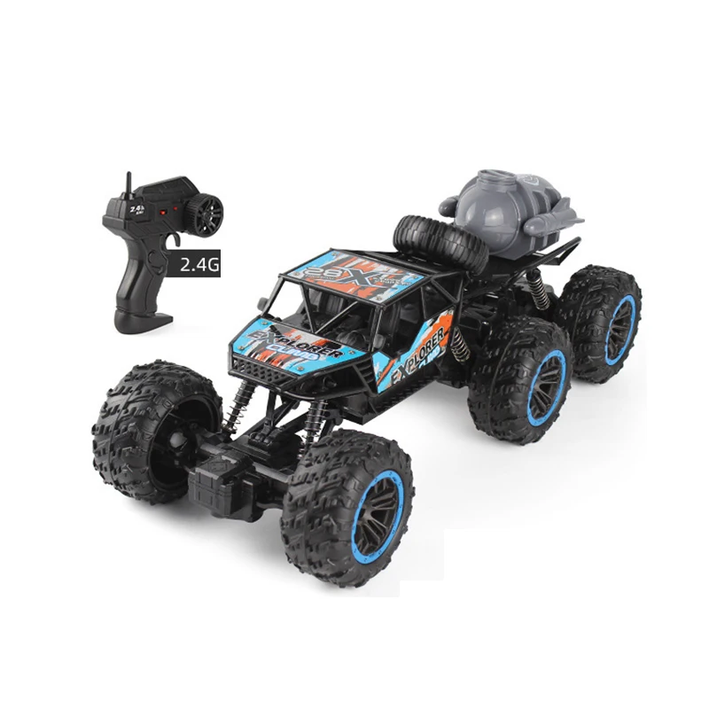 Kids 2.4G Rc Car 1:18 Six-wheel Drive Spray Remote Control Off-road Vehicle Climbing Toys