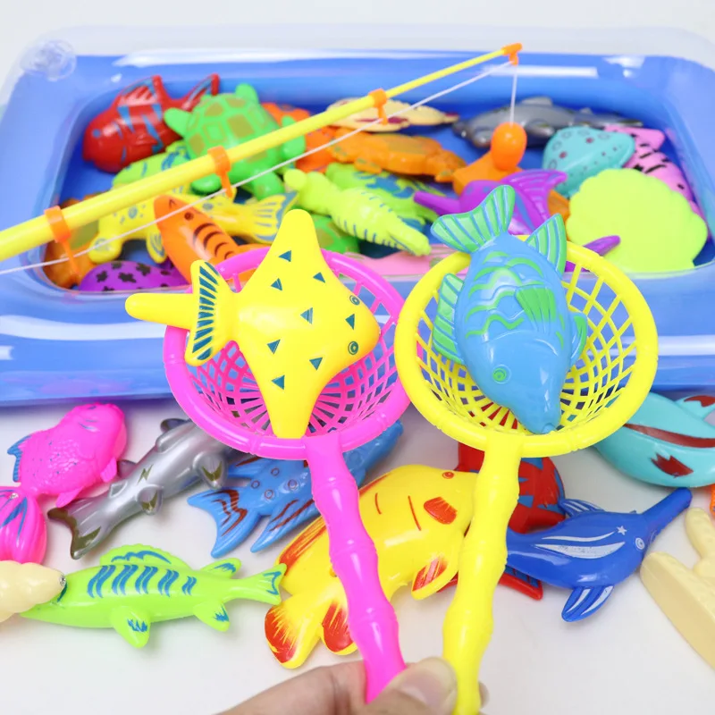 Детская Классическая забавная имитационная бамбуковая корзина пластиковая игрушка рыбные удочки игровой набор для рыбалки
