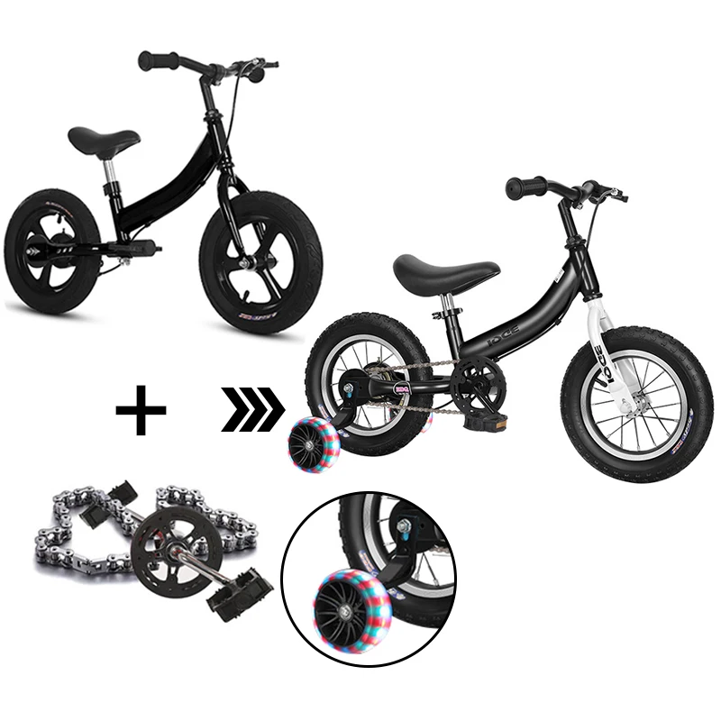 para ninos de equilibrio bicicleta 12/14/16 inch 2 in 1 balance bike children bicycle kids flash training wheel bikes for kids