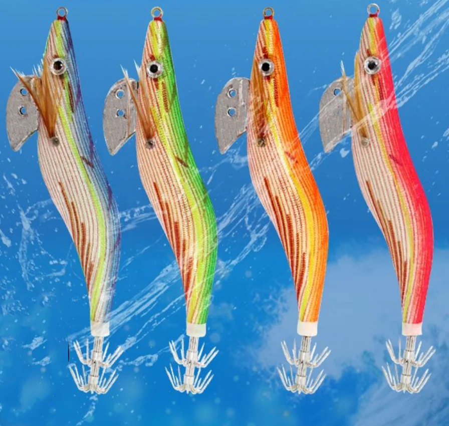 Squid Jig Hard Fishing Lures Shrimps Prawn Luminous Tail Glow in Dark