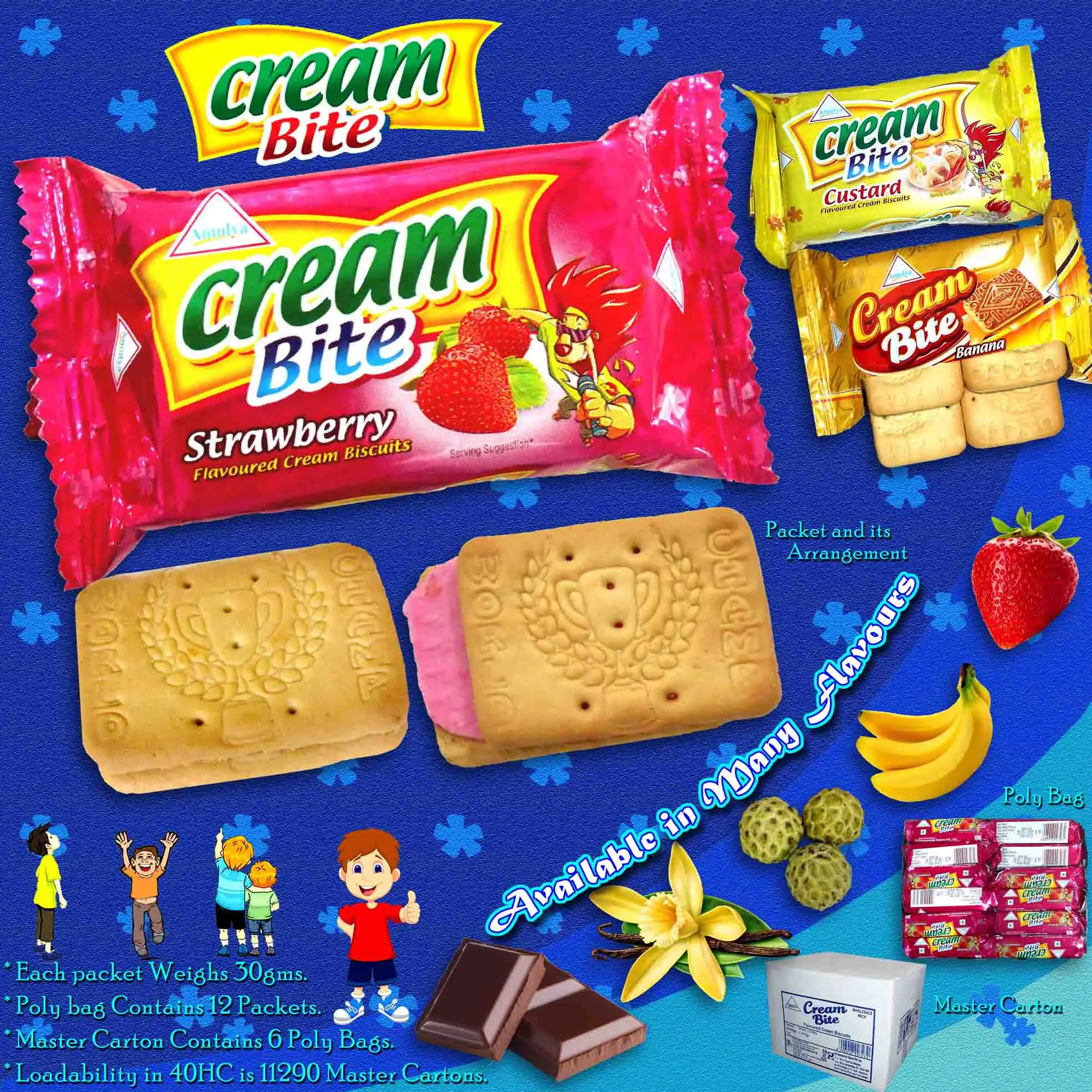 Крем Укус 28g 4 сэндвич пакет ванили оранжевый клубника Шоколадный крем печенье Вкусные заполнены печенья ворс пакет