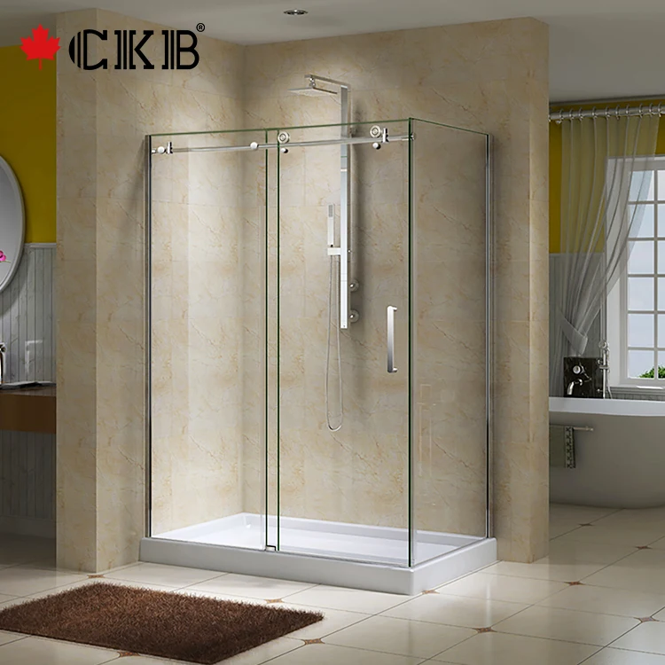 Wholesale Stainless Steel Handle Rectangular Hotel Home Bathroom Frameless Glass Sliding Shower Door