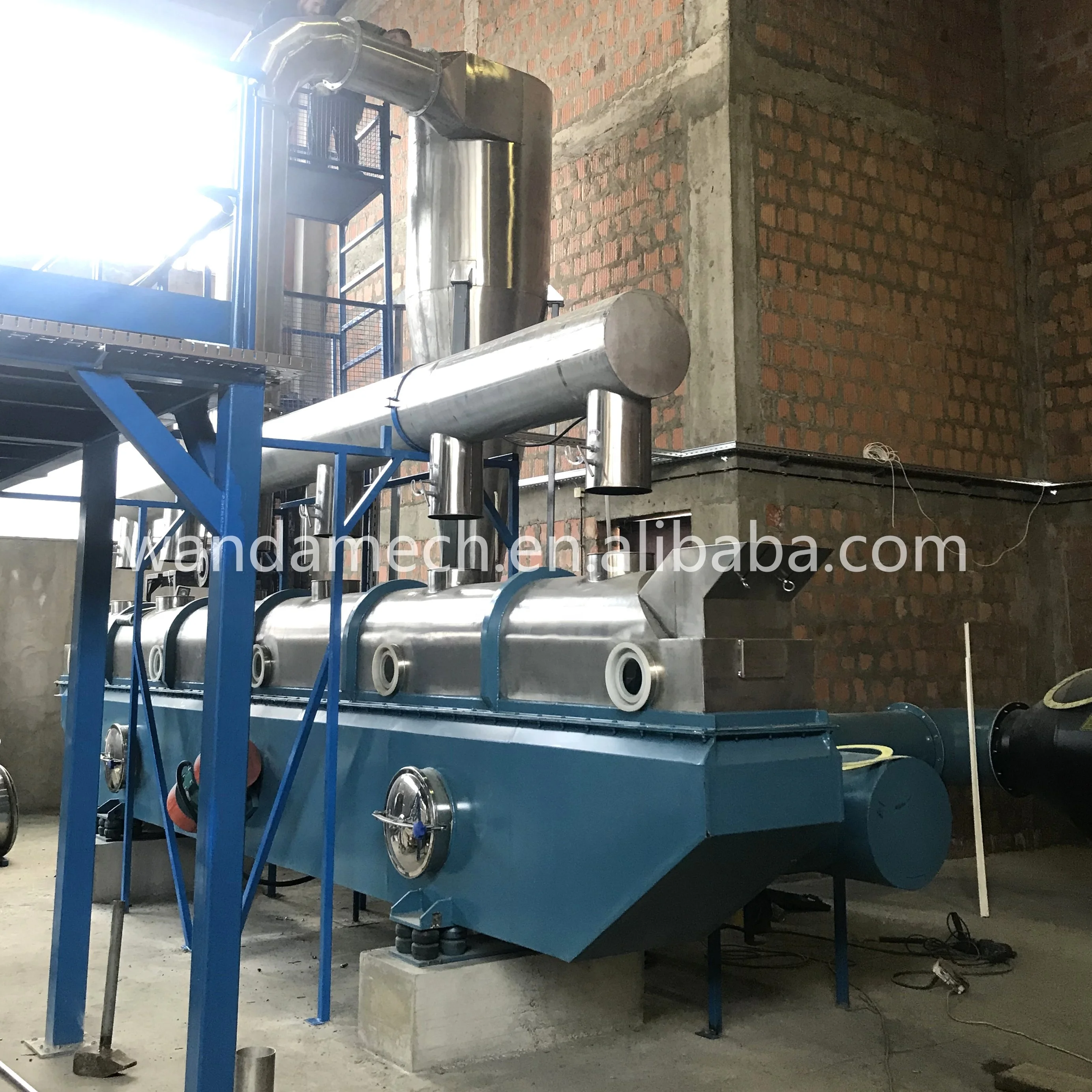 Granules Professional Continuous Rectilinear Vibrating Fluid Bed Dryer for industrial salt/edible salt