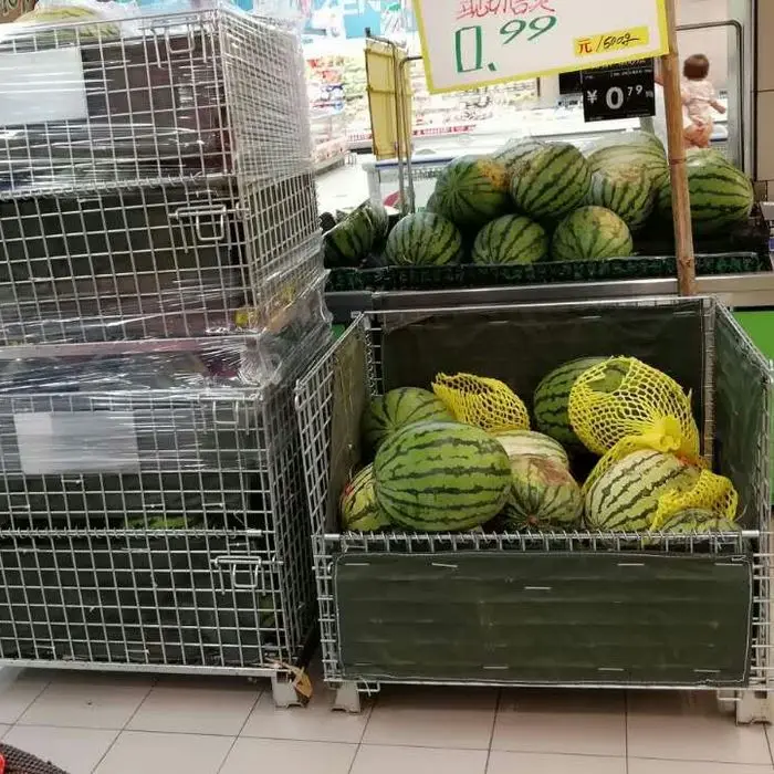 Warehouse storage collapsible bulk wire mesh pallet container