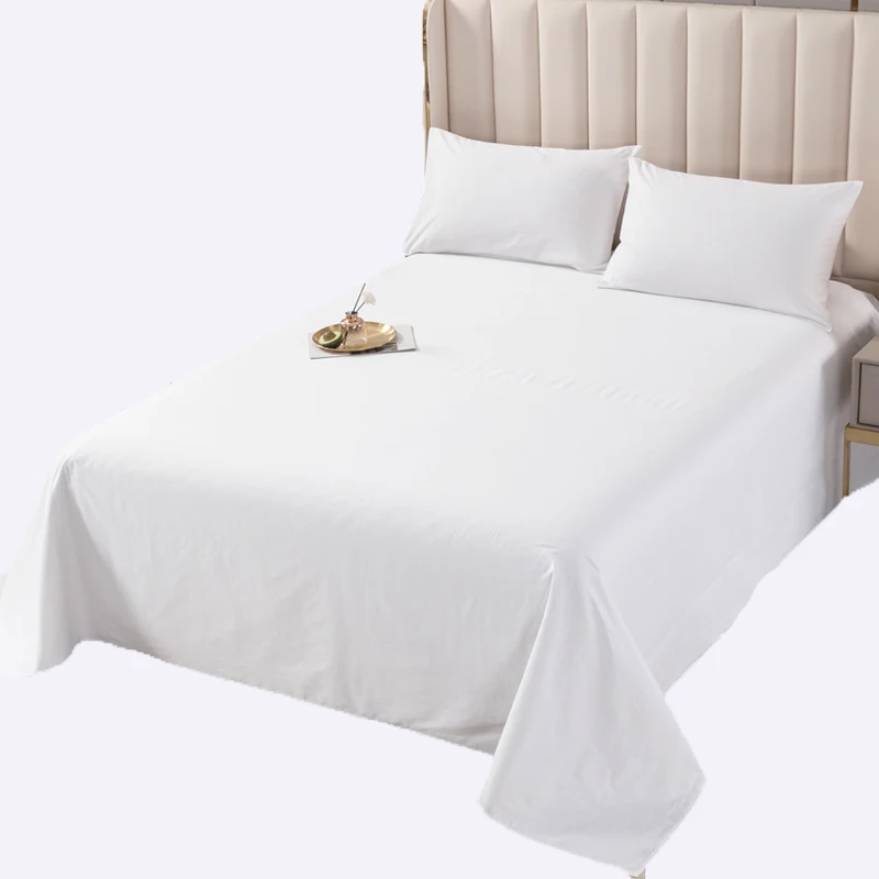 Ткань для отеля, чисто белая простыня из чистого хлопка, постельное белье из чистого хлопка для отеля B & B, постельное белье из чистого хлопка
