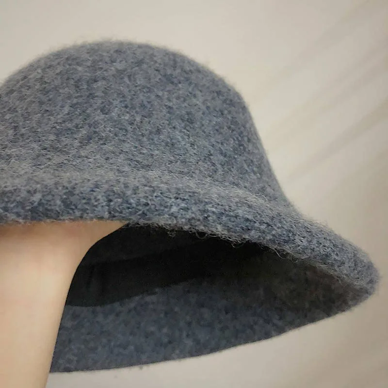 Fashion Bucket Hat For Women Ladies Wool Bucket Hats Thicken Winter Cap